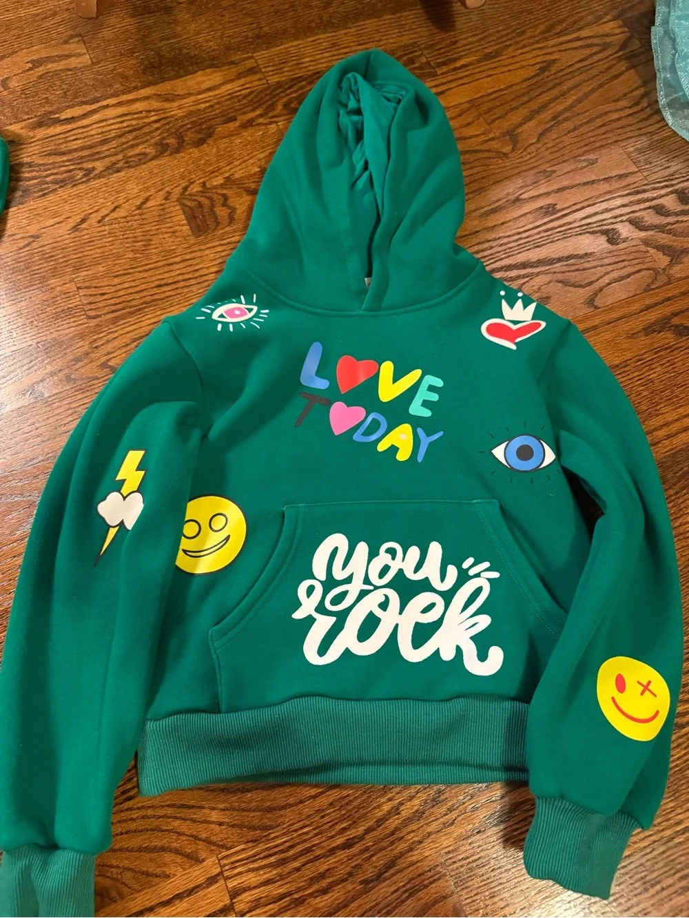 Lola + The Boys Green Kids Hoodie & Sweatpant Set with Colorful Graphic Prints